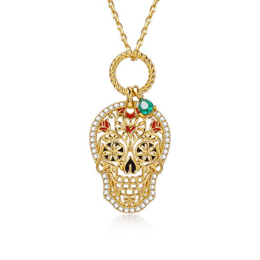 Gnoce Sugar Skull Twisted Rope Pendant Necklace_1