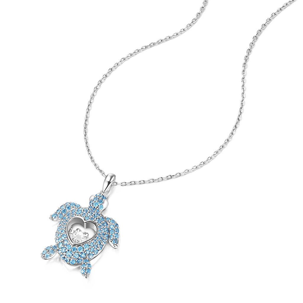 Gnoce Turtle Dancing Heart Pendant Necklace_4