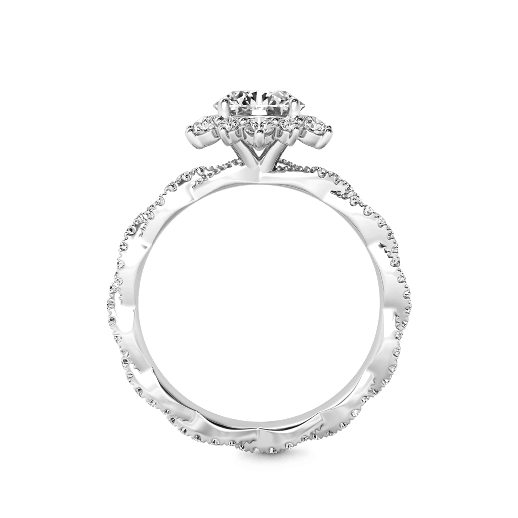 Gnoce Round Cut Cluster Twisted Ring Platinum-plated Silver Blend_3