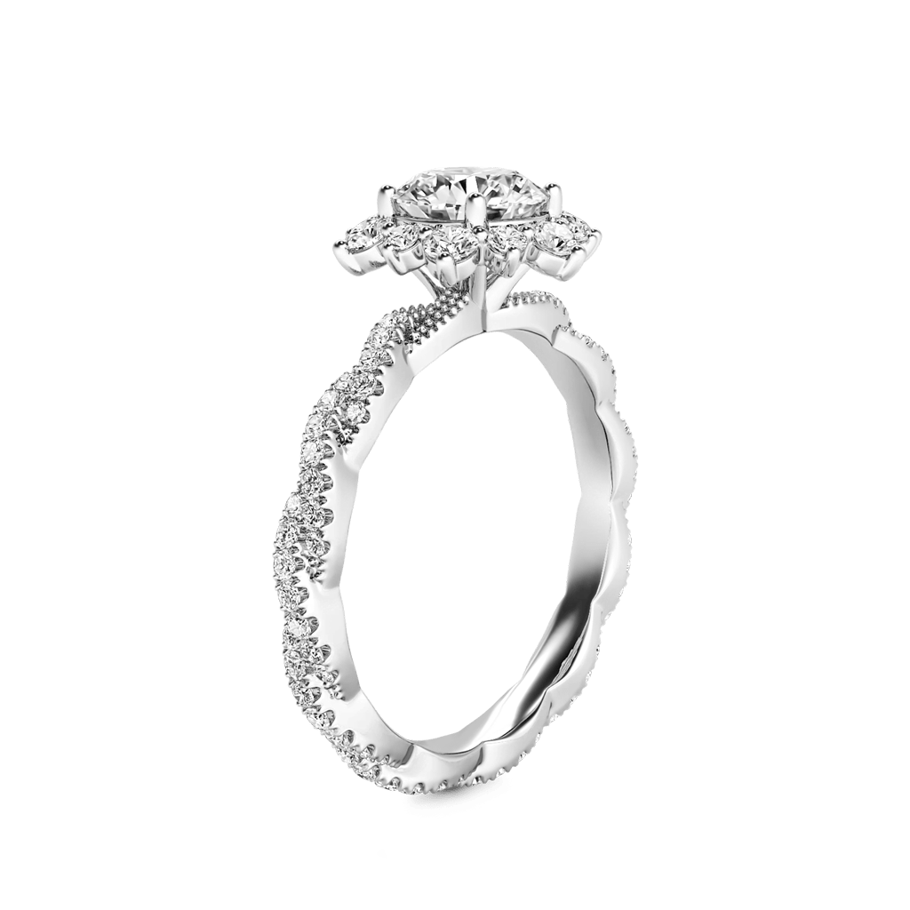Gnoce Round Cut Cluster Twisted Ring Platinum-plated Silver Blend_4