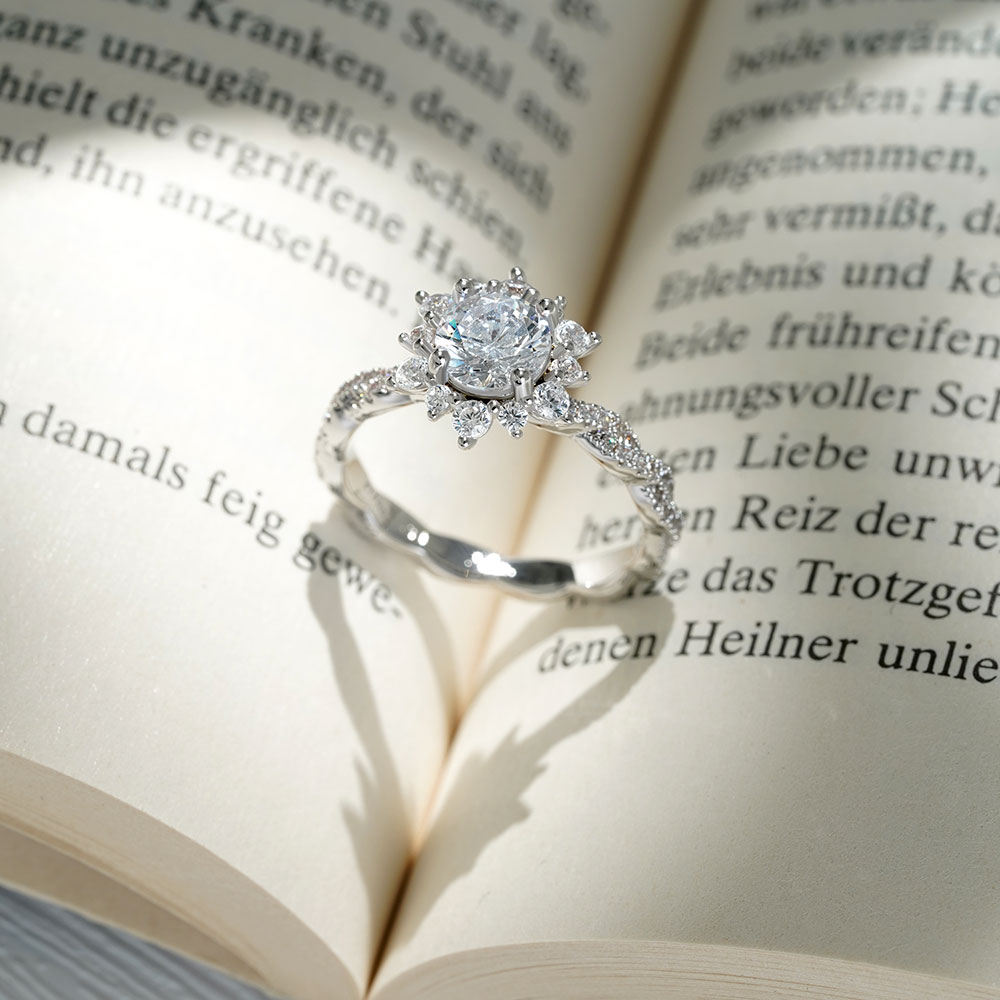 Gnoce Round Cut Cluster Twisted Ring Platinum-plated Silver Blend_5