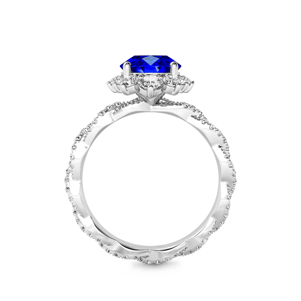 Gnoce Sapphire Cluster Halo Twisted Ring Platinum-plated Silver Blend_4