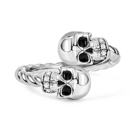 Gnoce Adjustable Skulls Twisted Rope Fashion Ring_1