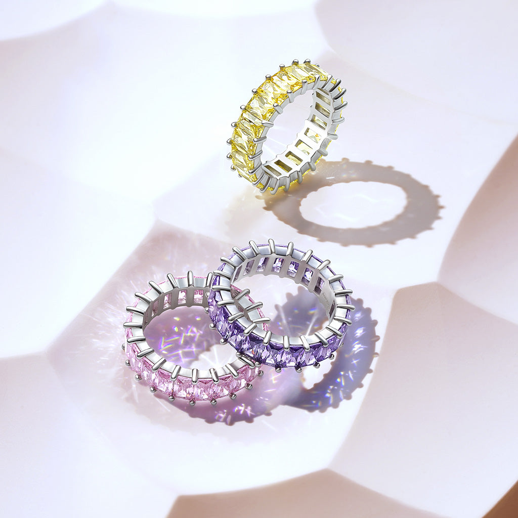 Gnoce Amethyst  Baguette Cut Eternity Band Ring_5