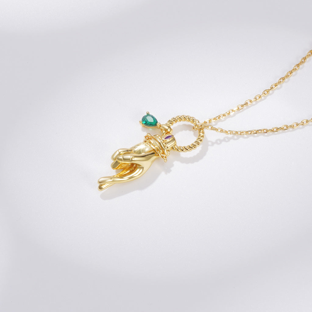 Gnoce "Get Lucky" Gesture Twisted Rope Pendant Necklace_3