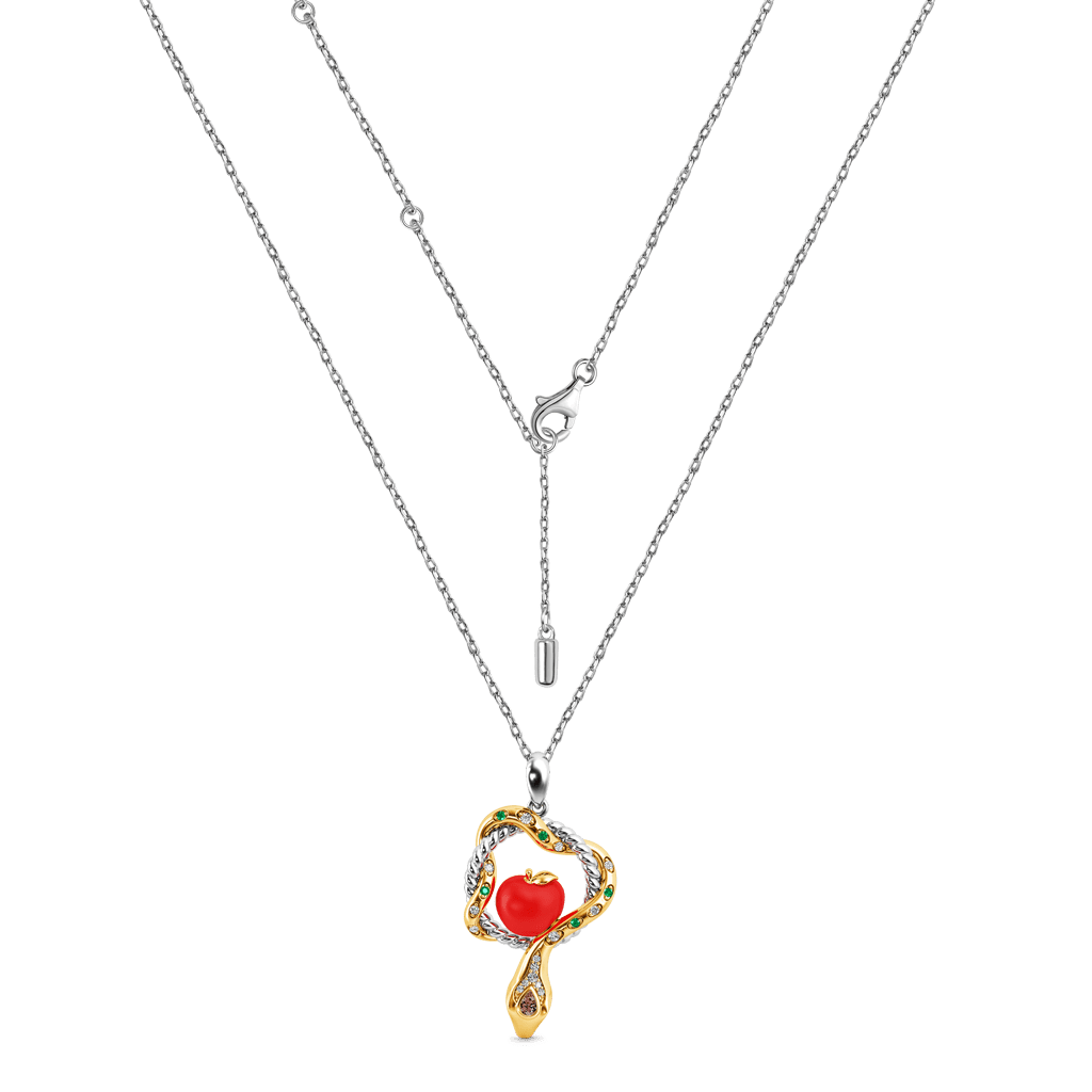 Gnoce Serpent and Forbidden Fruit Necklace Platinum-plated Silver Blend_2