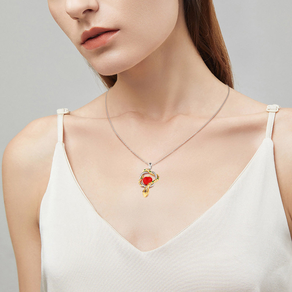 Gnoce Serpent and Forbidden Fruit Necklace Platinum-plated Silver Blend_5
