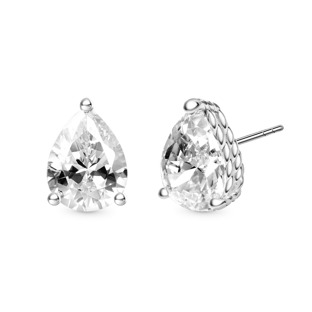 Gnoce Pear Cut Twisted Rope Earrings Platinum-plated Silver Blend_1