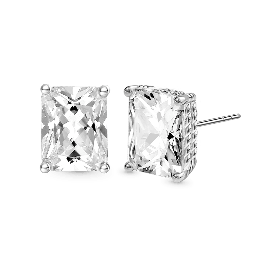 Gnoce Radiant Cut Twisted Rope Earrings Platinum-plated Silver Blend_1