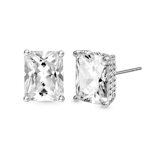 Gnoce Radiant Cut Twisted Rope Earrings Platinum-plated Silver Blend_1