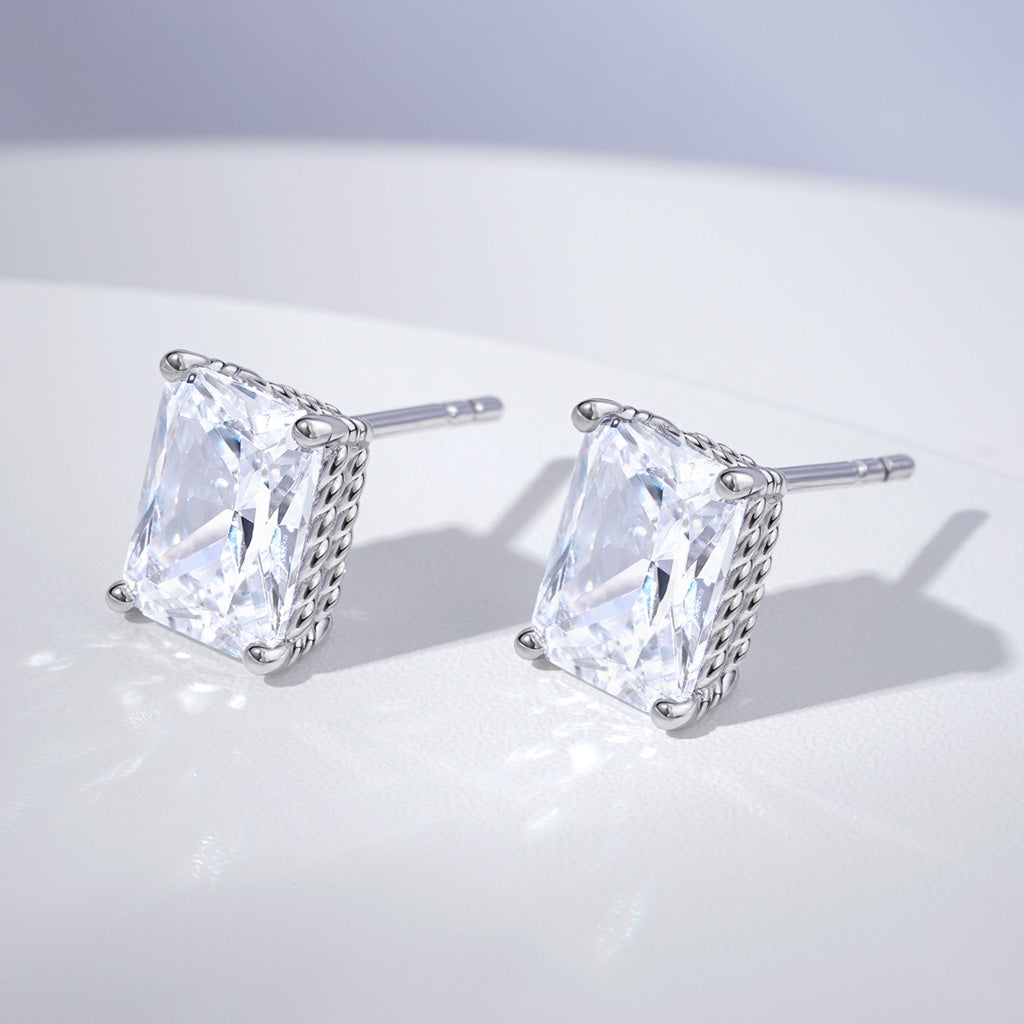 Gnoce Radiant Cut Twisted Rope Earrings Platinum-plated Silver Blend_3
