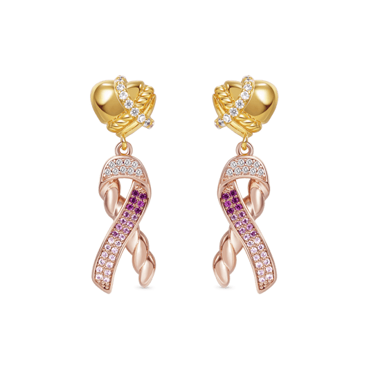 Gnoce Ribbon Symbol Breast Cancer Awareness Earrings_1