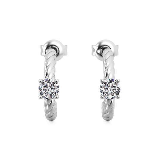 Gnoce Twisted C-hoop Earrings Platinum-plated Silver Blend_1