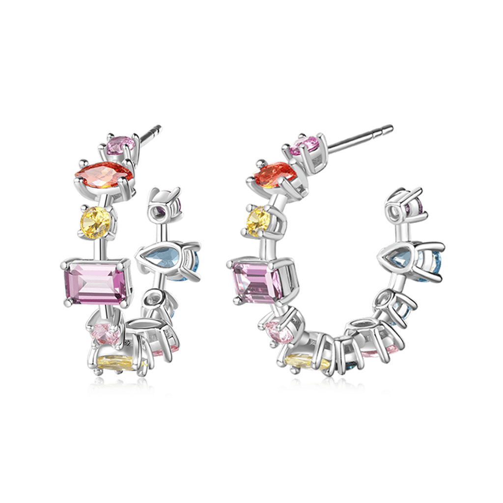 Gnoce Mixed Cuts & Multicolored Earrings Platinum-plated Silver Blend_2