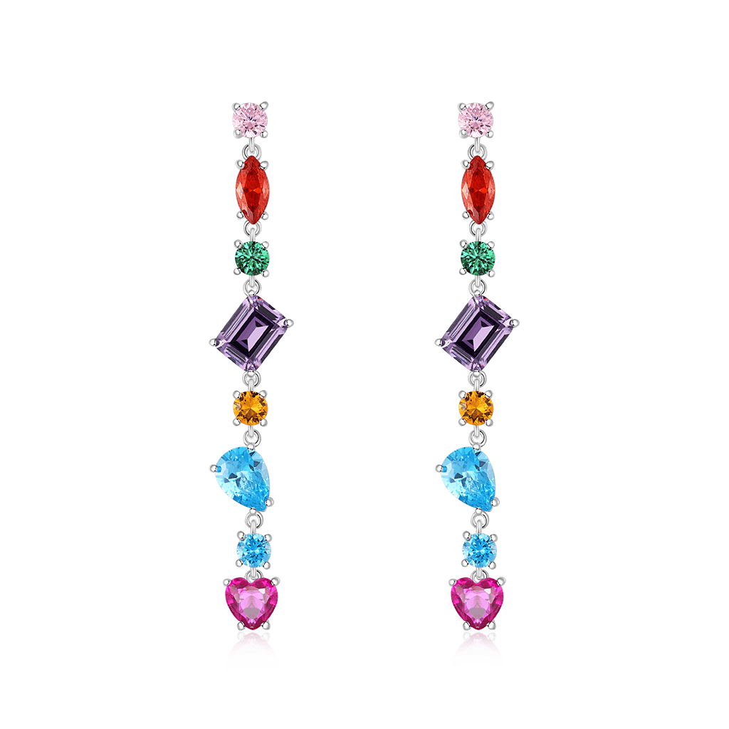 Gnoce Mixed Shape Multicolor Rainbow Earrings Platinum-plated Silver Blend_1