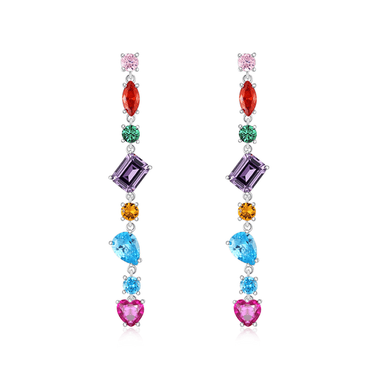Gnoce Mixed Shape Multicolor Rainbow Earrings Platinum-plated Silver Blend_1