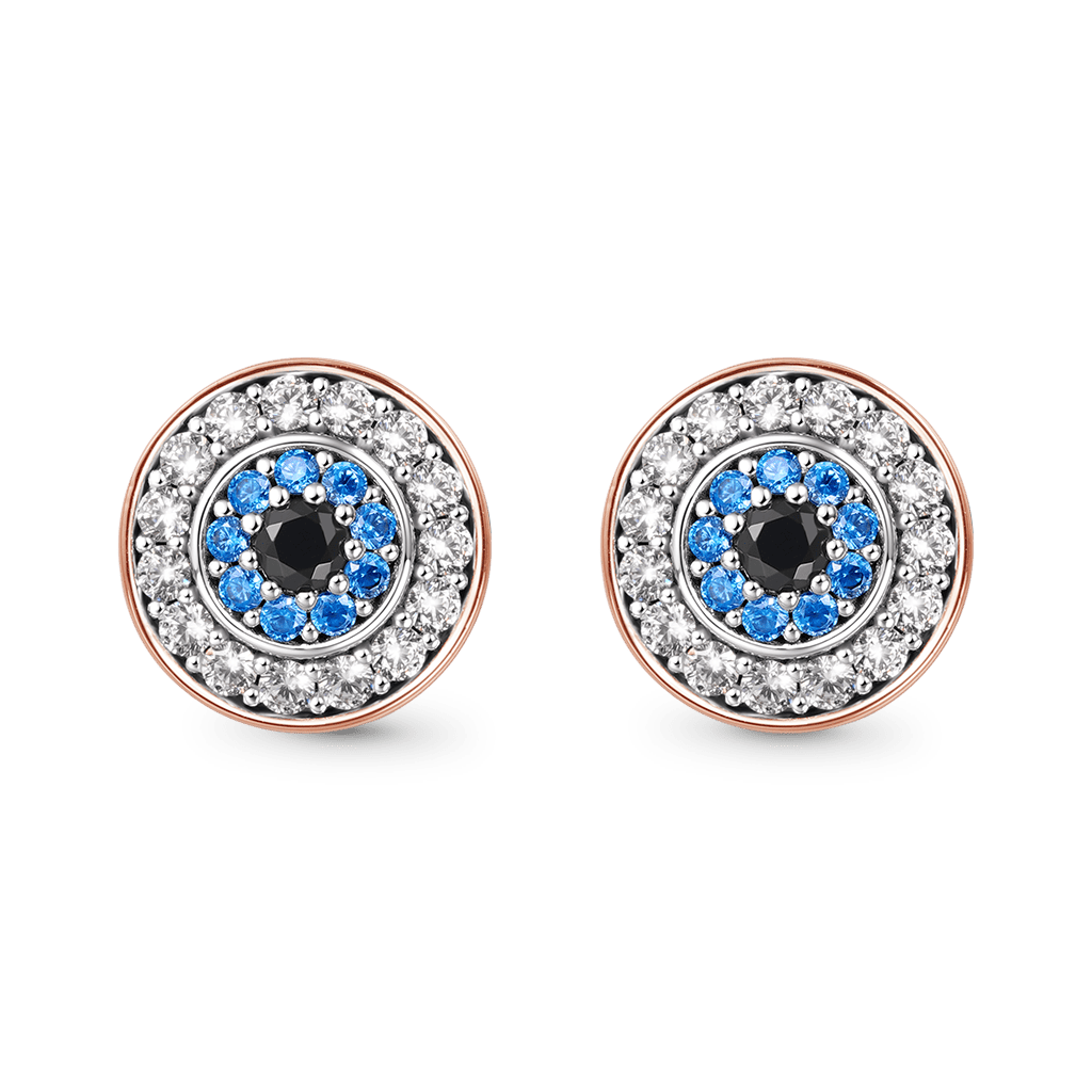 Gnoce Devil's Eye Paved Stud Earrings Platinum-plated Silver Blend_1