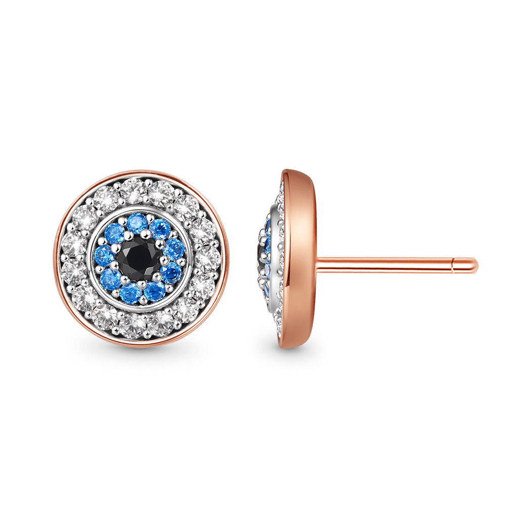 Gnoce Devil's Eye Paved Stud Earrings Platinum-plated Silver Blend_2