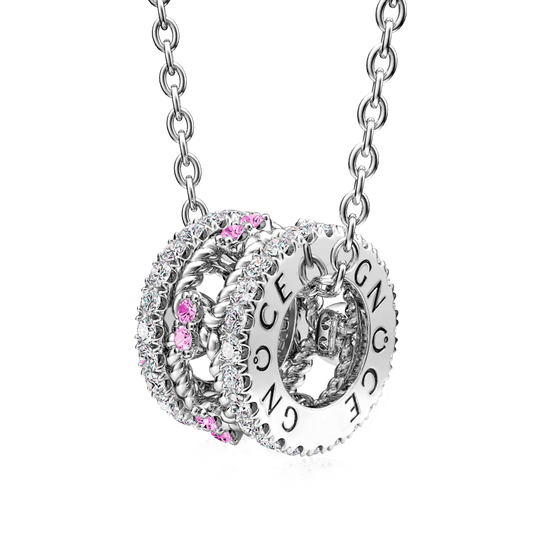 Gnoce Paving Link Drum Pendant Necklace_1