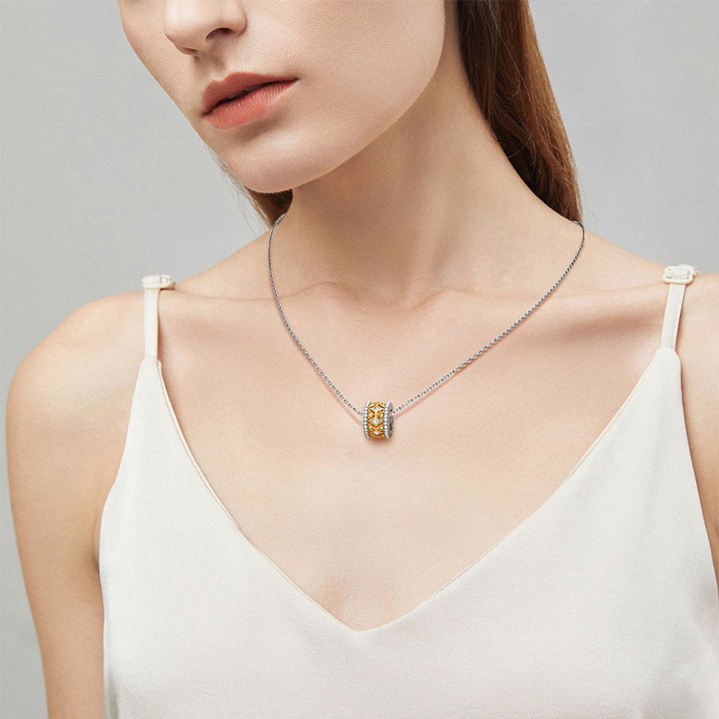 Gnoce Halo Ruby Deluxe Drum Pendant Necklace_4