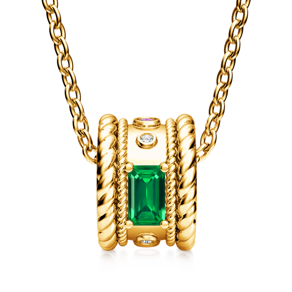 Gnoce Radiant Cut Emerald Drum Necklace_2