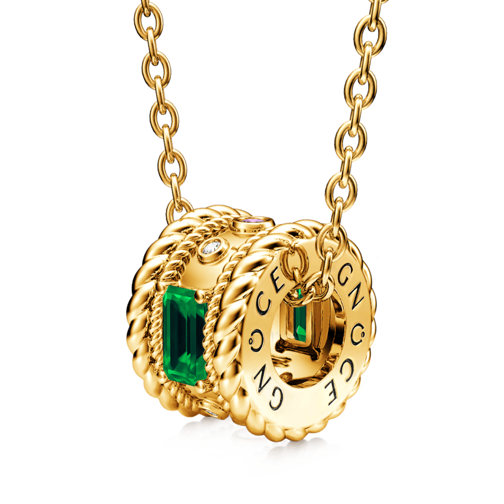 Gnoce Radiant Cut Emerald Drum Necklace_1