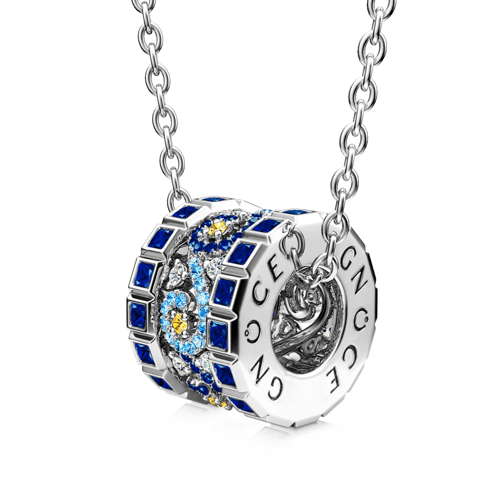 Gnoce Starry Night Drum Necklace Platinum-plated Silver Blend_1