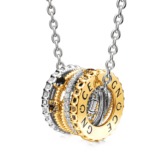 Gnoce Two-tone Fashion Crossover Drum Pendant Necklace_1
