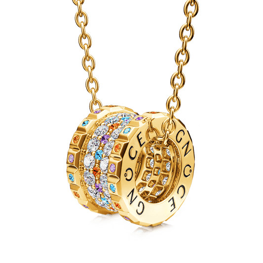 Gnoce "Colorful World" Drum Pendant Necklace_1