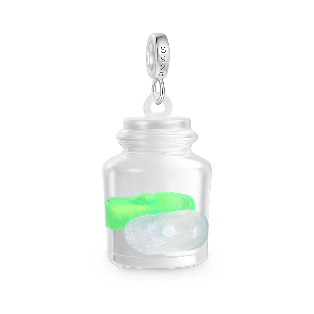 Gnoce Glow-in-the-Dark Ghost Glass Bottle Charm Platinum-plated Silver Blend_3