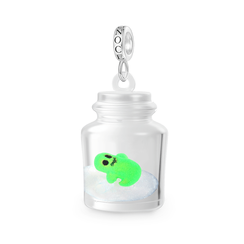 Gnoce Glow-in-the-Dark Ghost Glass Bottle Charm Platinum-plated Silver Blend_2