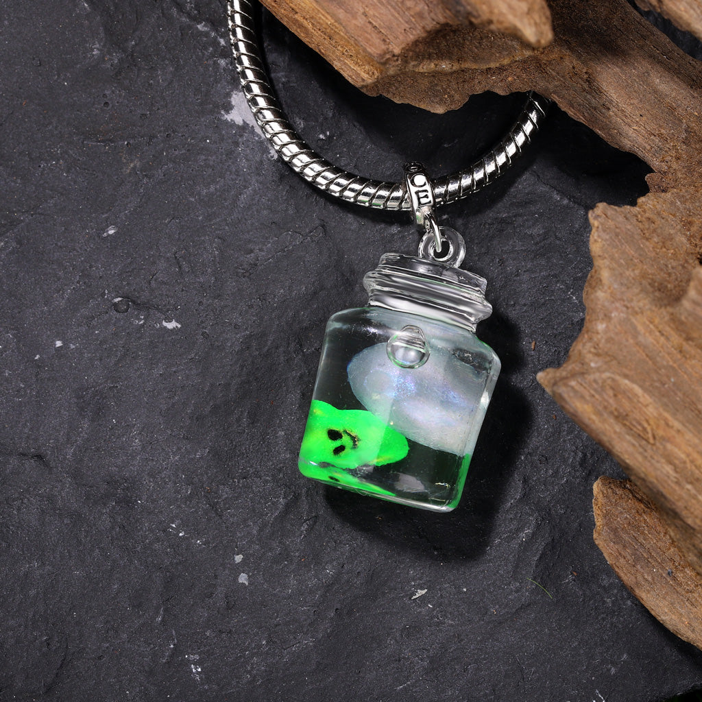 Gnoce Glow-in-the-Dark Ghost Glass Bottle Charm Platinum-plated Silver Blend_4