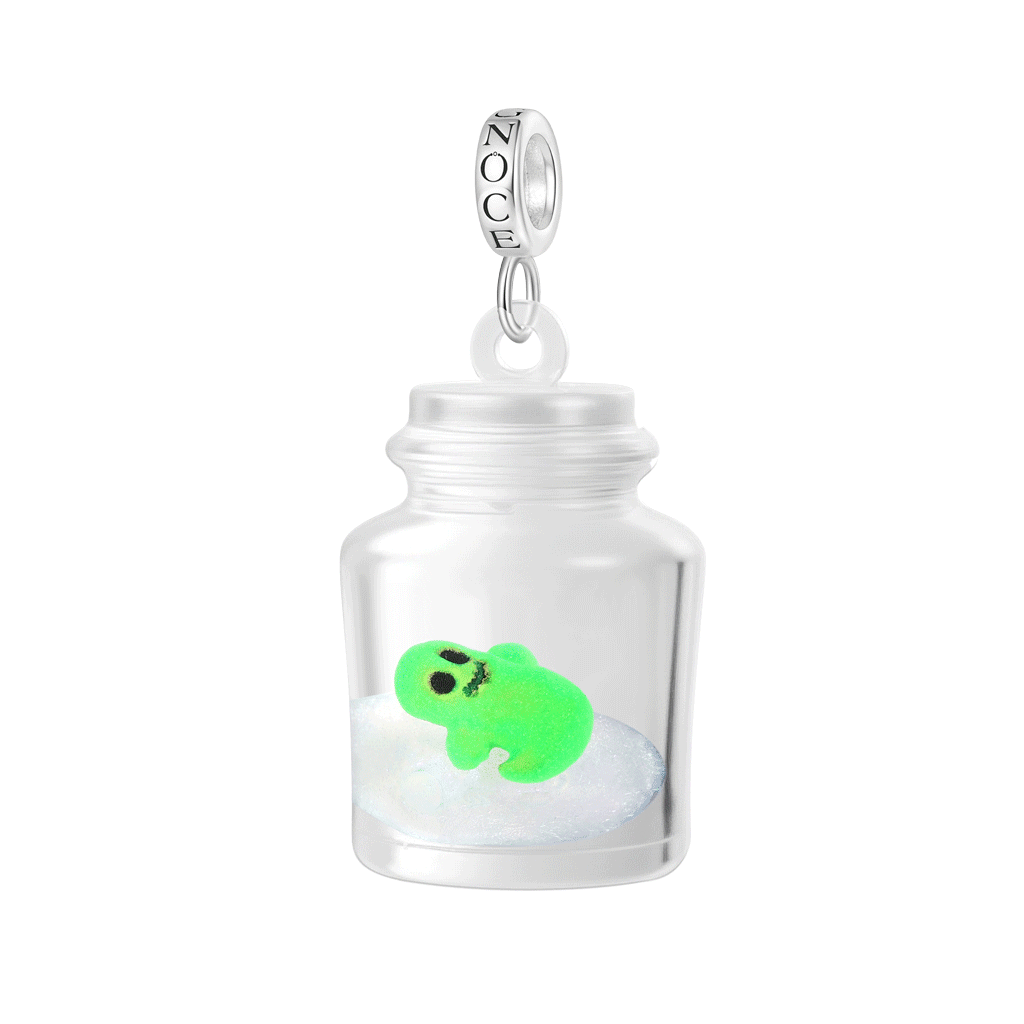 Gnoce Glow-in-the-Dark Ghost Glass Bottle Charm Platinum-plated Silver Blend_1