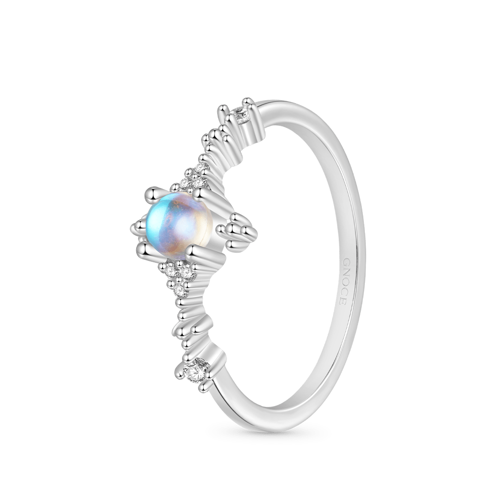 Gnoce Blue Fire Moonstone Ring Platinum-plated Silver Blend_2
