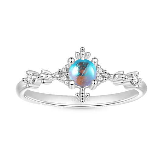 Gnoce Blue Fire Moonstone Ring Platinum-plated Silver Blend_1