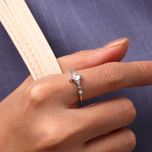 Gnoce Blue Fire Moonstone Ring Platinum-plated Silver Blend_5