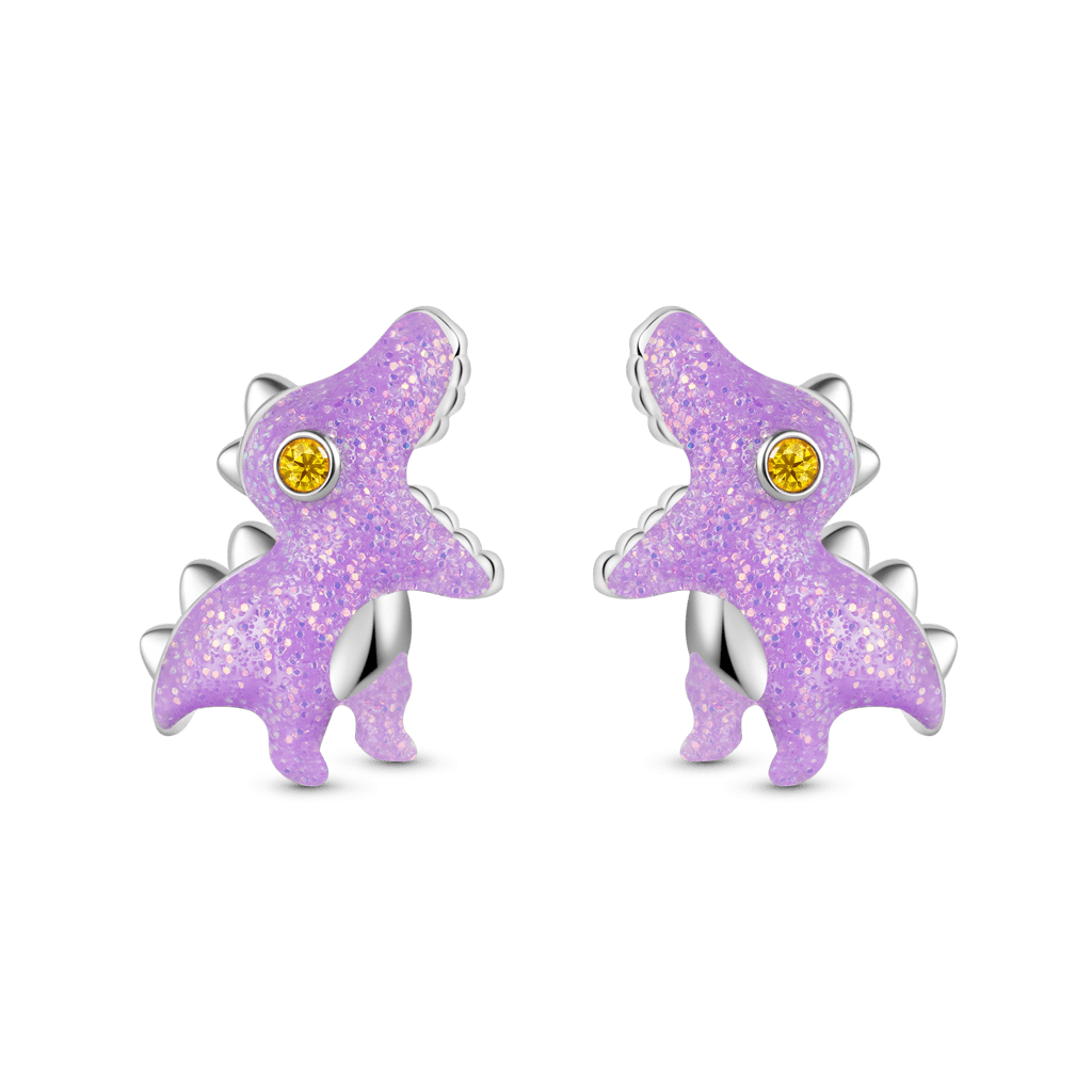 Gnoce Tyrannosaurus Dinosaur Glow-in-the-Dark Earrings Platinum-plated Silver Blend_2