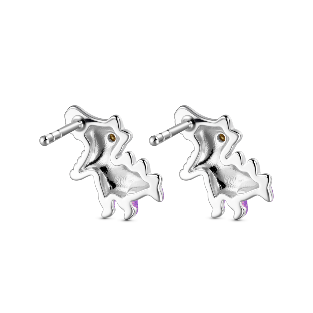 Gnoce Tyrannosaurus Dinosaur Glow-in-the-Dark Earrings Platinum-plated Silver Blend_3