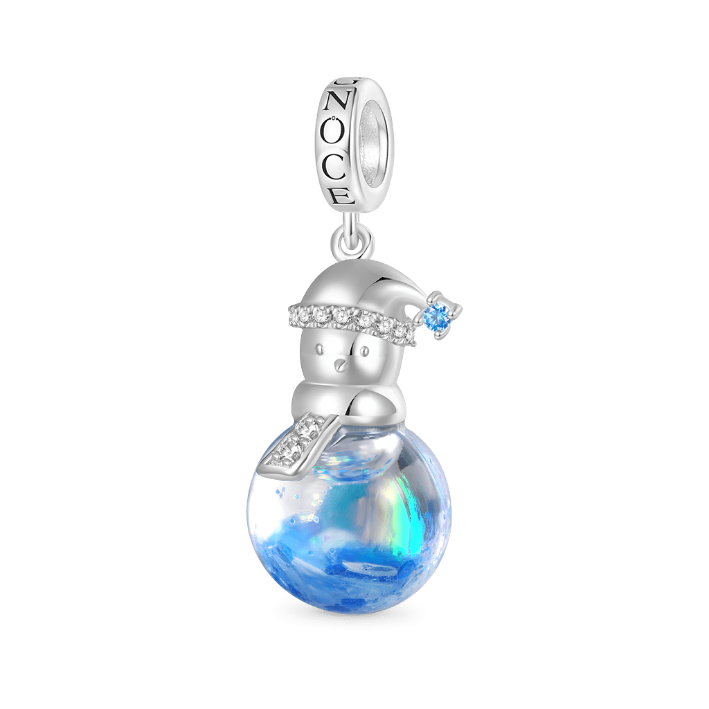 Gnoce Snowflake Glitter Quicksand Snowman Charm Platinum-plated Silver Blend_2
