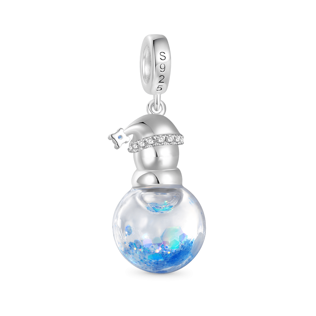 Gnoce Snowflake Glitter Quicksand Snowman Charm Platinum-plated Silver Blend_3
