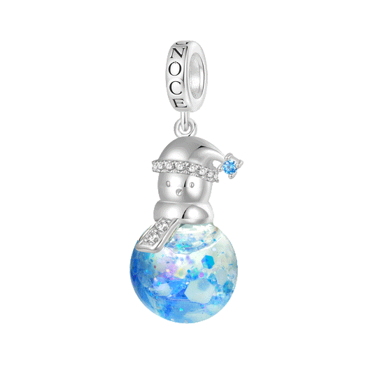Gnoce Snowflake Glitter Quicksand Snowman Charm Platinum-plated Silver Blend_1