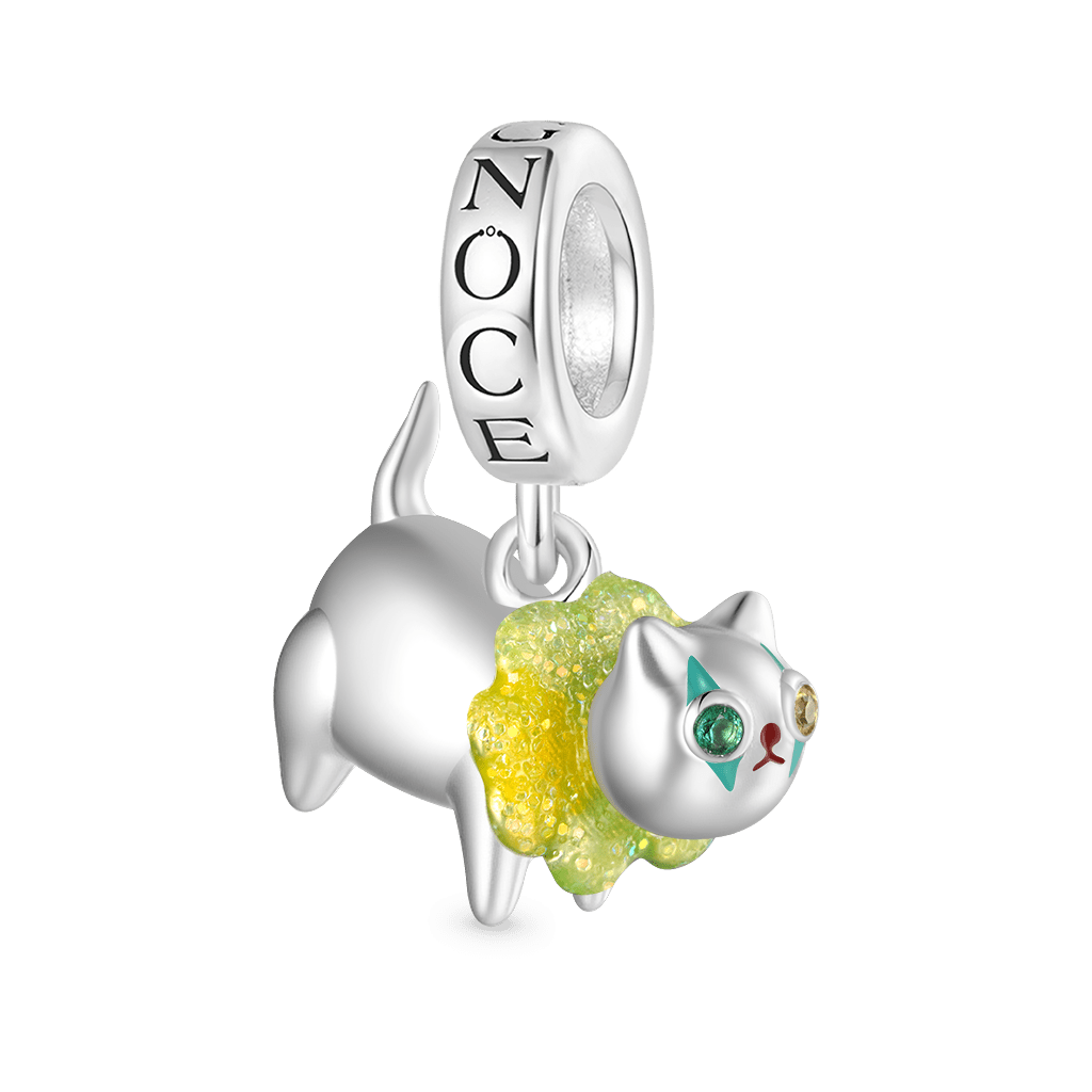 Gnoce Glow-in-the-Dark Clown Cat Charm Platinum-plated Silver Blend_2