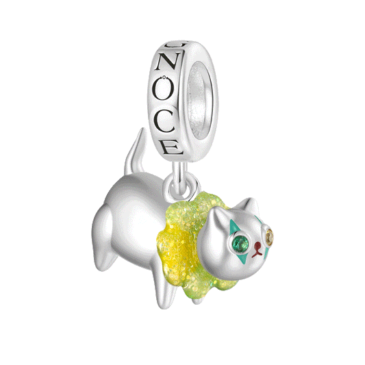 Gnoce Glow-in-the-Dark Clown Cat Charm Platinum-plated Silver Blend_1