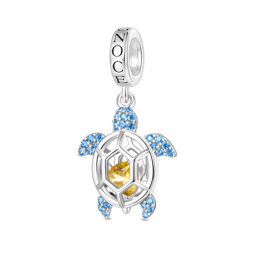 Gnoce Cage of Sea Turtle Birthstone Charm Platinum-plated Silver Blend_2