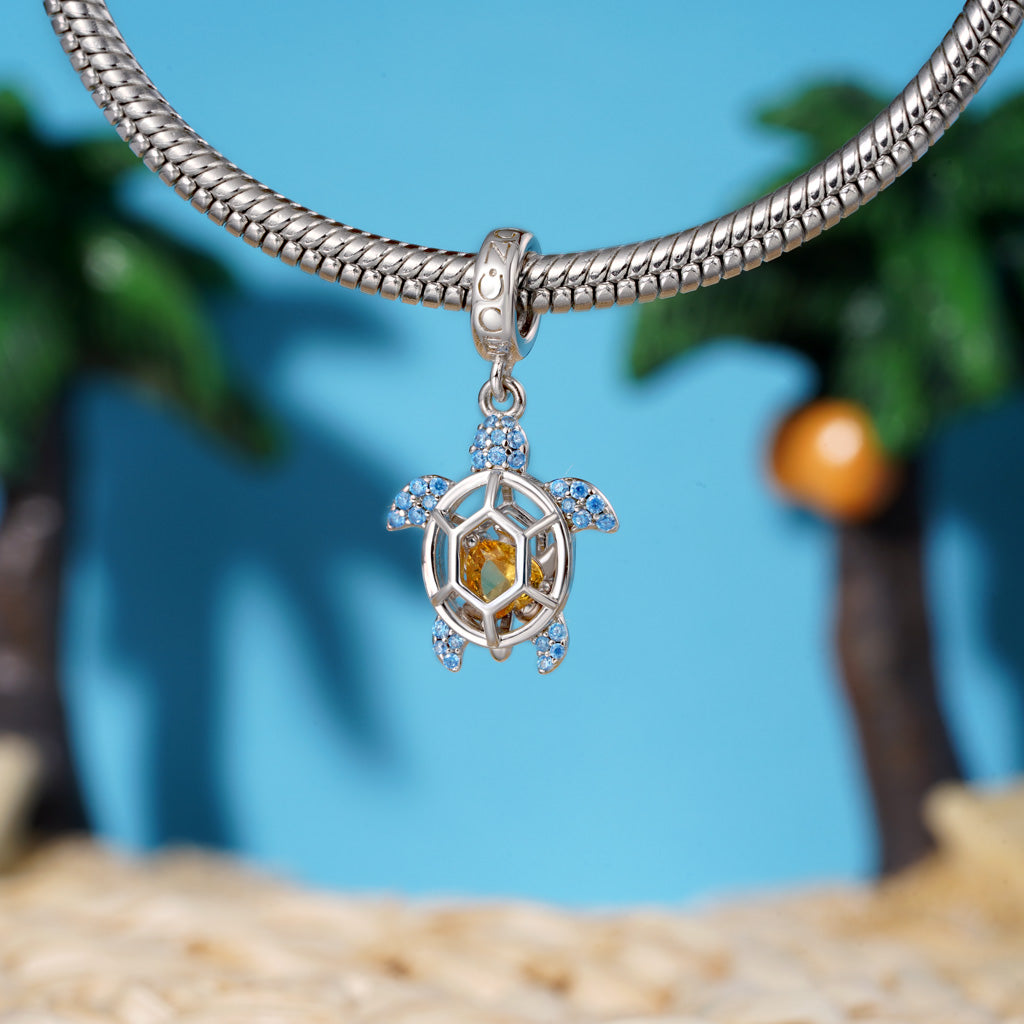 Gnoce Cage of Sea Turtle Birthstone Charm Platinum-plated Silver Blend_4