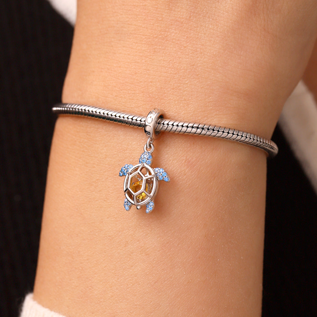Gnoce Cage of Sea Turtle Birthstone Charm Platinum-plated Silver Blend_7