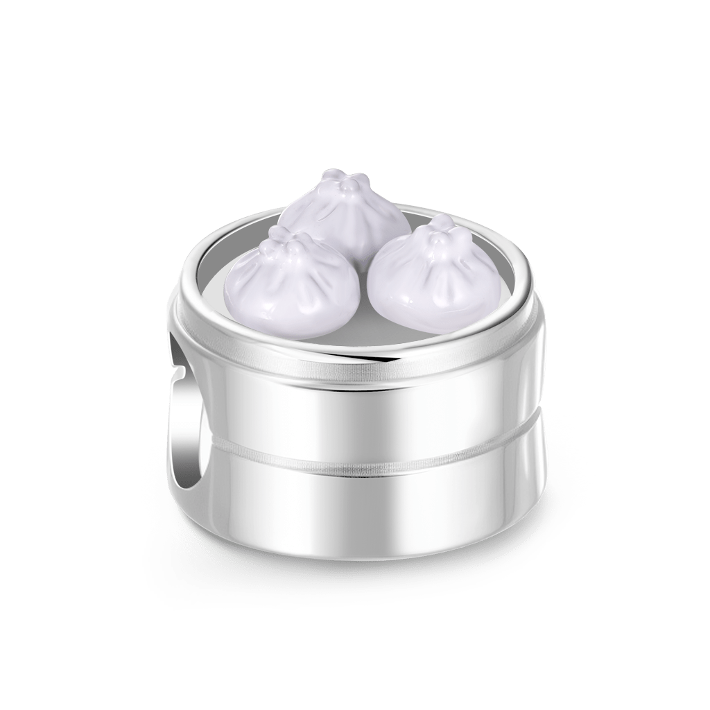 Gnoce Yummy Breakfast Xiaolongbao Charm Platinum-plated Silver Blend_2