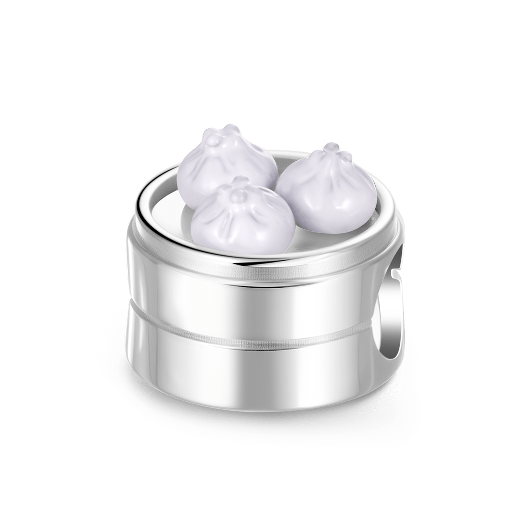 Gnoce Yummy Breakfast Xiaolongbao Charm Platinum-plated Silver Blend_1
