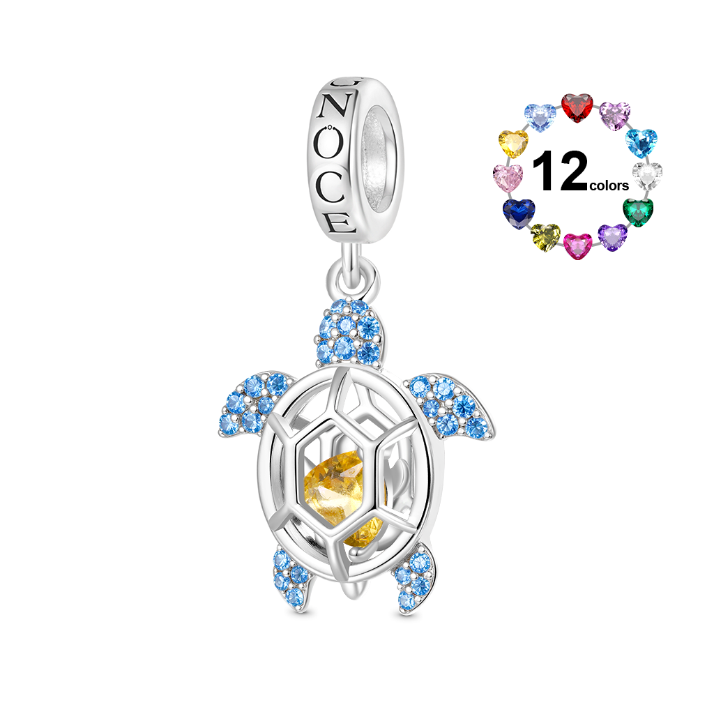 Gnoce Cage of Sea Turtle Birthstone Charm Platinum-plated Silver Blend_1