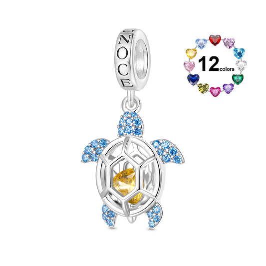 Gnoce Cage of Sea Turtle Birthstone Charm Platinum-plated Silver Blend_1